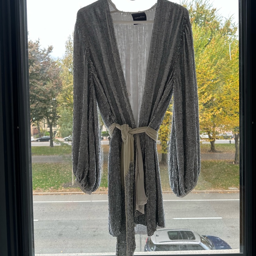 Retrofete Sequin Silver Gabrielle Robe Dress